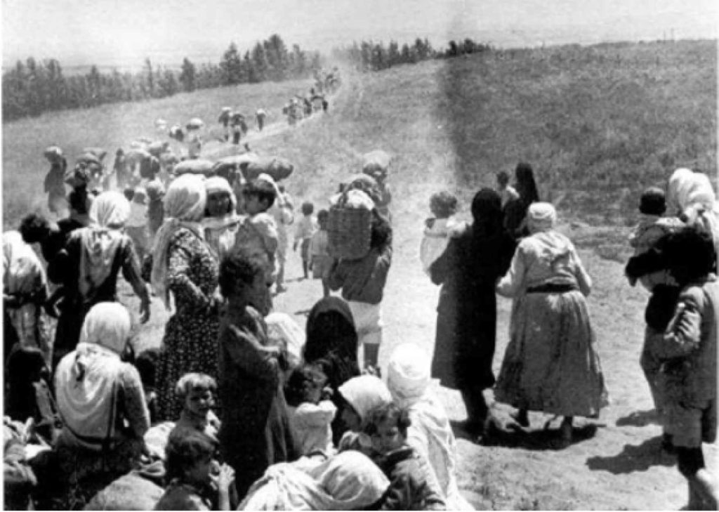 1948 photo of Palestinian refugees