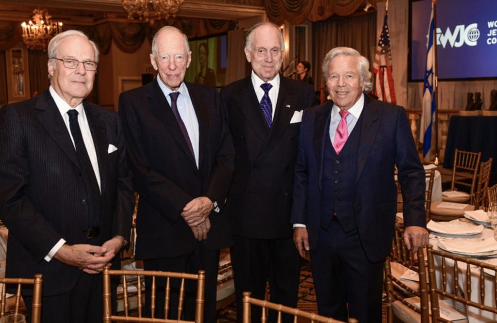 David de Rothschild, Jacob Rothschild, Ron Lauder, Robert Kraft at World Jewish Congress Gala Nov 6, 2019