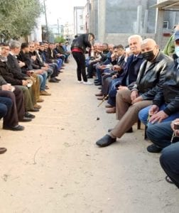 PALESTINIANS GATHER OUTSIDE ELBASYOUNI’S EXTENDED FAMILY’S HOUSE TO OFFER THEIR CONGRATULATIONS ON MARS LANDING