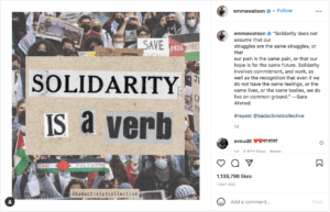 emma watson instagram post in support of palestine