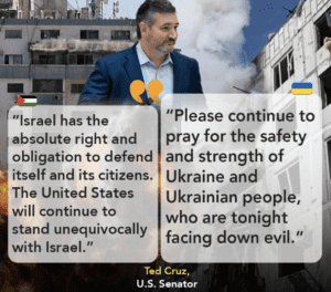 ted cruz tweets for ukrainians vs palestinians