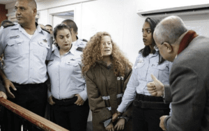 Palestinian activist Ahed Tamimi appears at a military court at the Israeli-run Ofer prison in the West Bank, December 28, 2017