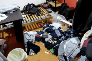 Shadi Khoury's trashed room.