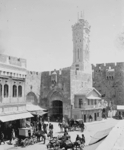 JERUSALEM - General View for the gate before British Occupation and before their destruction for the clock tower. Matson Collection. (Before 1914)