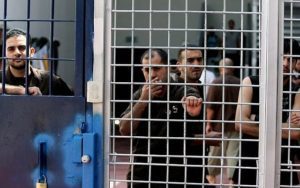 Illustrative photo of security prisoners in an Israeli prison