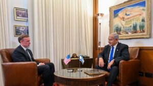 National security adviser Jake Sullivan, left, meets with Israeli Prime Minister Benjamin Netanyahu in Jerusalem on Jan. 19.