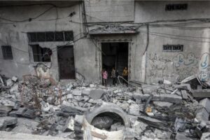 Aftermath of Israeli strikes on homes in Rafah