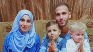 Married couple Fatima and Ahmed al-Khaldi, who were killed by Israeli forces in Gaza City on 21 December 2023, pictured with their two sons, Adam (L) and Faisal (R)