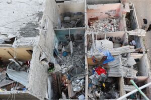 aftermath of Israeli attacks on homes in Rafah