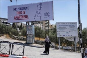B’Tselem billboards in the West Bank saying ‘Mr President, this is apartheid’ ahead of Joe Biden’s arrival in the region in 2022.