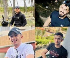 Four young Palestinians were shot dead by Israeli occupation forces this morning in the town of Azzun