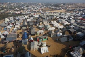 A view of the makeshift tent camp in al-Mawasi area