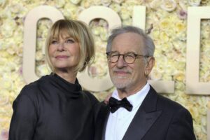 Kate Capshaw and Steven Spielberg attending the Golden Globe Awards in Beverly Hills last month.