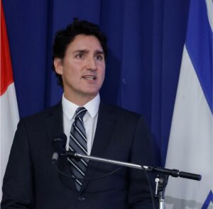 Canada's Prime Minister Justin Trudeau makes remarks during a pro-Israel rally at the Soloway Jewish Community Centre in Ottawa, Ontario, Canada October 9, 2023.