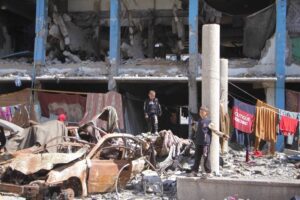 Palestinians living in UN school in Gaza are viewed in Gaza on March 04, 2024.