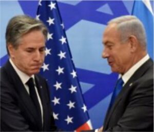 L-R: U.S. Secretary of State Antony Blinken and Israeli Prime Minister Benjamin Netanyahu shake hands after their meeting at the Prime Minister's Office in Jerusalem, on Monday, January 30, 2023.