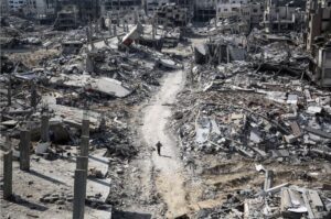 Destruction in the vicinity of Al Shifa Hospital, Gaza, April 2, 2024