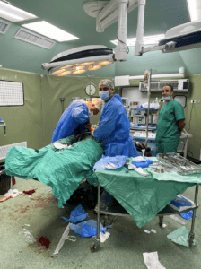 Doctors care for a patient at the European hospital near Rafah in February 2024