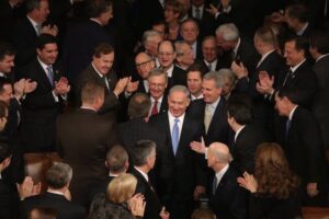 Members of Congress greeted Prime Minister Benjamin Netanyahu of Israel