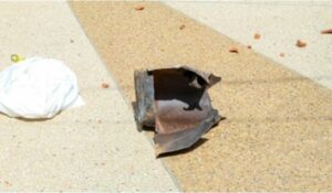 Shrapnel from Hamas rockets on Sunday in Herzliya, Israel