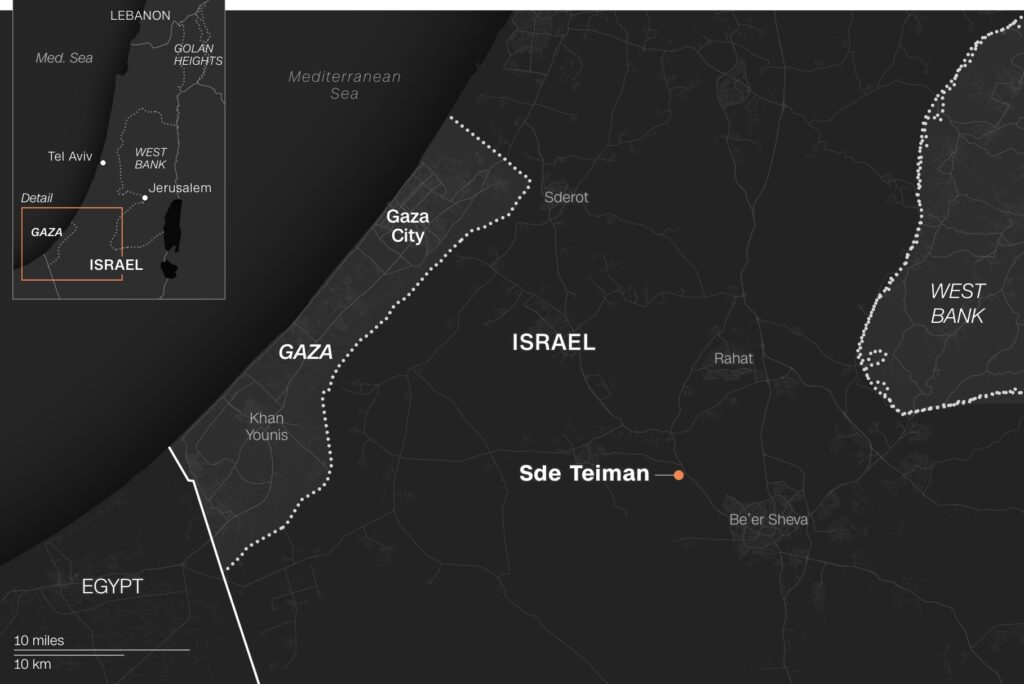 Sde Teiman detention center The military base that now doubles as a detention center in Israel’s Negev desert is located around 30 kilometers (18 miles) from the Gaza frontier.