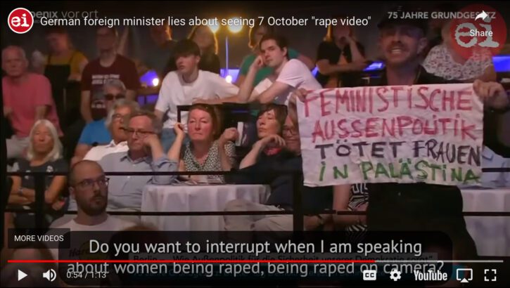 German foreign minister says she saw nonexistent Oct. 7 rape video