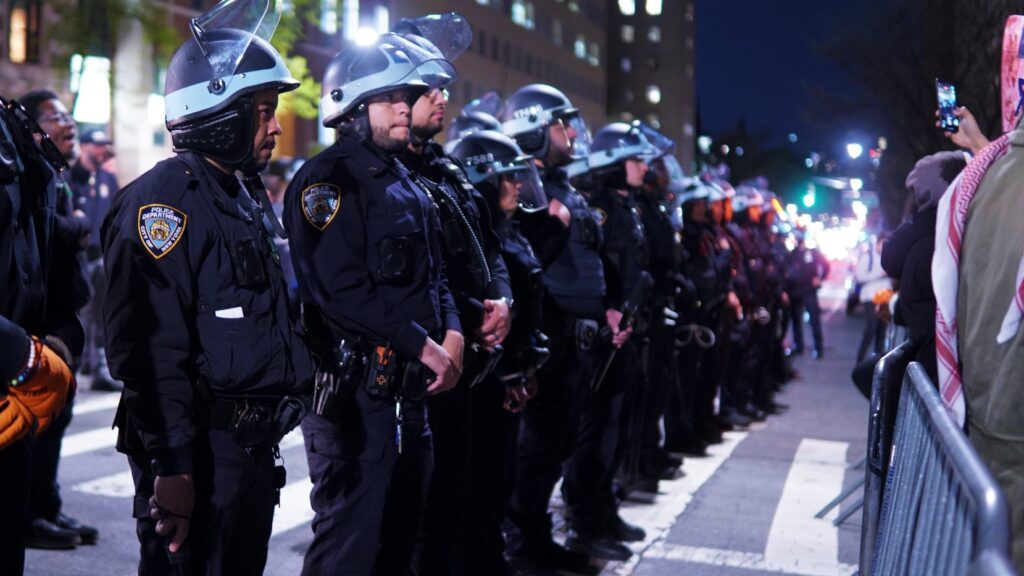 The NYPD has been a regular fixture outside universities in New York over the past week