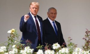 Trump and Netanyahu before the signing of the Abraham accords at the White House in 2020.
