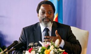 Joseph Kabila at a news conference in Kinshasa in 2018.