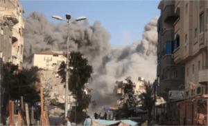 The aftermath of a recent Israeli strike ob Deir al Balah