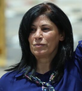 Palestinian parliament member Khalida Jarrar, after the Israeli authorities released her from prison, 2016