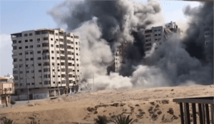 Residents in Gaza filmed the moment an Israeli strike hit a nearby building in a dense neighborhood in Gaza during the early weeks of the war. The Israeli Air Force said at that point it had already dropped about 6,000 bombs on the crowded enclave.