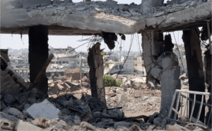 The aftermath of Israel's bombing of Gaza City’s Shujayea neighborhood, after tanks and troops rolled in and sent tens of thousands of terrified civilians fleeing.