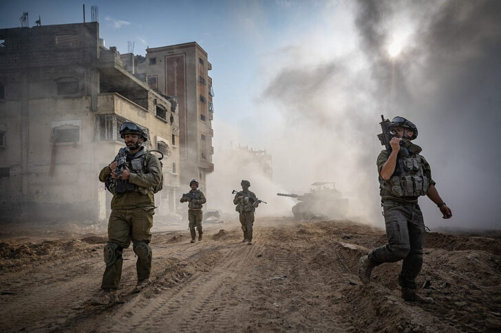 Israeli soldiers from the 8717 Battalion of the Givati Brigade operating in Beit Lahia, northern Gaza Strip, December 28, 2023.