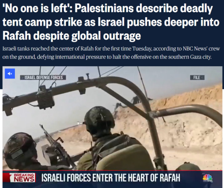 By being embedded with Israeli forces, NBC (5/28/24) presented news literally from the IDF point of view.