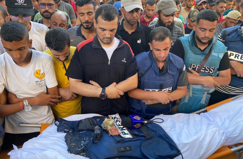 Al Jazeera condemned the killing of two of its journalists, calling the deaths a "cold-blooded assassination" in a statement. Photo by Hadi Daoud / apaimages