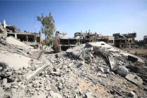 A view of the destruction after buildings turn into piles of rubble due to intense Israeli attacks in Gaza City [File: Dawoud Abo Alkas/Anadolu Agency]