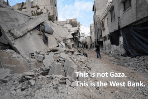 Palestinians walk past the rubble of destroyed buildings and streets on Friday following the withdrawal of Israeli forces from Nur Shams refugee camp in the occupied West Bank’s Tulkarem area after a 48-hour military incursion [Issam Rimaw/Anadolu]. The scene looks like the kind of destruction we're used to seeing in Gaza.