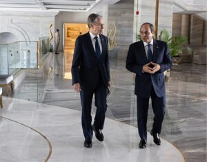 United States Secretary of State Antony Blinken meets with Egyptian President Abdel Fattah El-Sisi in Al Alamein, Egypt on Monday, August 20, 2024