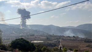 Smoke rises after an Israeli airstrike hit the Zibqin town in southern Lebanon on August 25, 2024. (Photo by Kwonat Hajo/Anadolu via Getty Images)