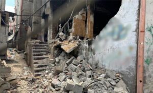 Destruction following a raid by Israeli forces in Tulkarem Camp, occupied West Bank, oPT. [East Jerusalem YMCA/ Save the Children]