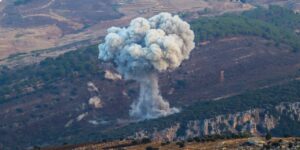 Smoke billows from the site of an Israeli airstrike in Marjayoun, near the Lebanon–Israel border, on Sept. 23, 2024. Photo: Rabih Daher/AFP/Getty Images