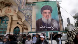 Demonstrators gather for an anti-Israel protest in Tehran's Palestine Square on Sept. 28, 2024 after Hezbollah confirmed reports of the killing of its leader Hassan Nasrallah in an Israeli airstrike in Beirut the previous day. Photo: Atta Kenare/AFP via Getty Images