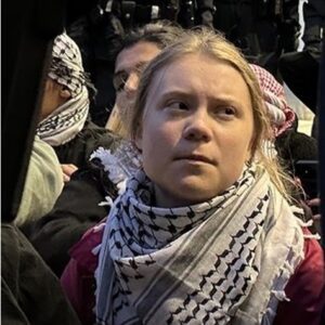 Swedish climate activist Greta Thunberg at a protest against the ongoing Israeli war in Gaza in Copenhagen