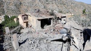 Destroyed houses hit by an Israeli airstrike in Chebaa, a Lebanese town near the Israeli border, June 26, 2024.