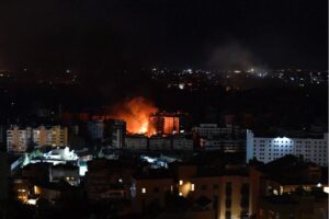 Smoke and flame rise after the Israeli army launched an airstrike on the Dahieh region in Beirut, Lebanon on 23 October, 2024