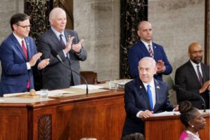 Israeli Prime Minister Benjamin Netanyahu addresses Congress at the U.S. Capitol in Washington, D.C., United States on July 24, 2024