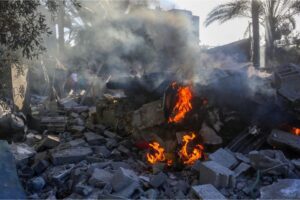 The aftermath of deadly Israeli strike on Deir el-Balah, Gaza