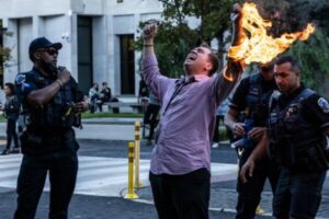 A man attempted to self-immolate Saturday during a pro-Palestine protest near the White House, according to footage on social media.