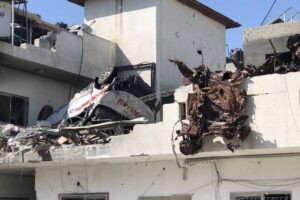 A view of destruction near Kamal Adwan Hospital after Israeli forces’ withdrawal, northern Gaza Strip on October 27, 2024.